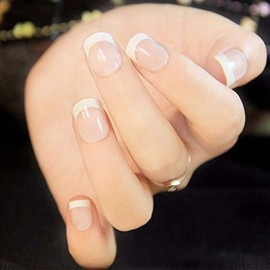 240 Pcs 12 Different Size Natural French Short False Nails Acrylic Full Cover Nails with Simple Case