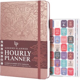 Legend Planner Hourly Schedule – Weekly & Daily Organizer with Time Slots. Appointment Book Journal for Work, Undated, A5 (Rose Gold)