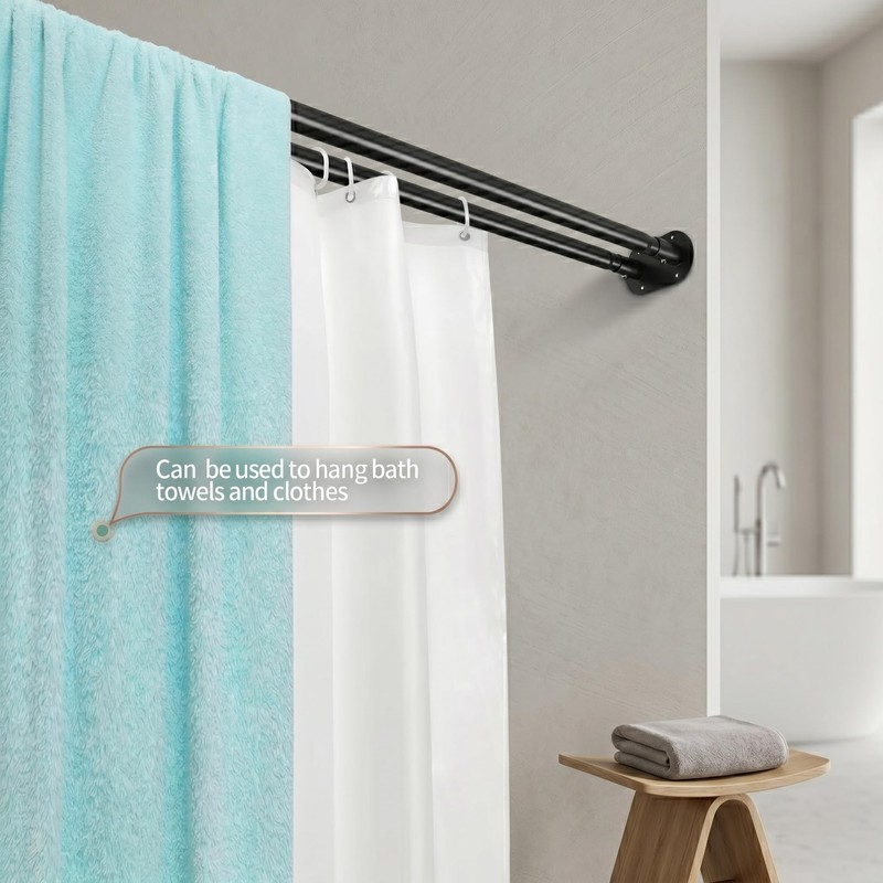 Yivioep Black Double Shower Curtain Rod - Adjustable 28-76 Inch