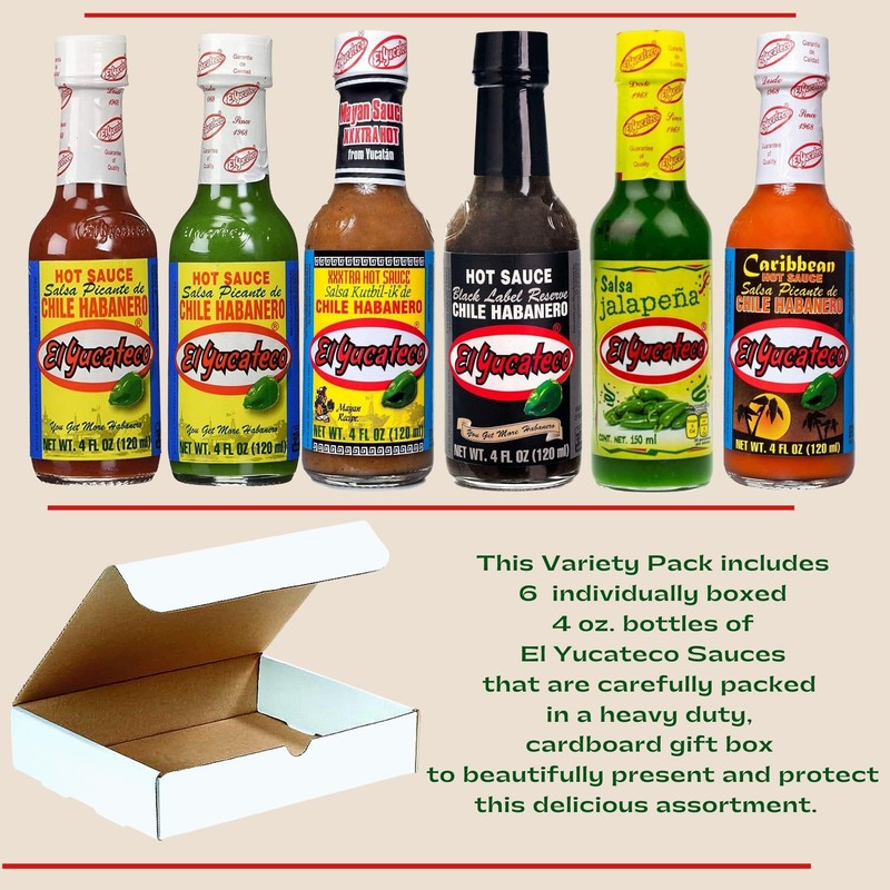 El Yucateco Hot Sauce Variety Pack - 6 Flavor