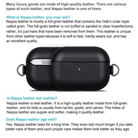 Leather Case for AirPods Pro 2nd Generation, Lopie AirPods Pro 2 Leather Case Cover with Lanyard and Keychain, Protective Case Fully-Wrapped with Top Grain Leather (Not for AirPods Pro 1st Gen) Black