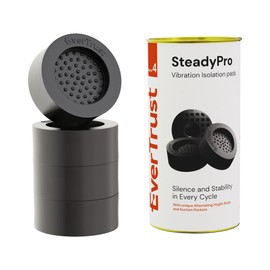 EverTrust Anti Vibration Pads for Washing Machine and Dryer - Pack of 4. Stops Noise & Machine Vibrations- Enhanced Cushion and Anti Slip Design with Suction Pockets - SteadyPro (Black)