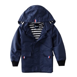 Hiheart Boys&Girls Waterproof Hooded Jackets Cotton Lined Rain Jackets Dark Navy 4T