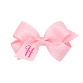 Wee Ones Girls' Initial It Monogram Hair Bows on a WeeStay No Slip Hair Clip, For All Ages and Hair Types, Light Pink Bow, Mini Size, Letter H