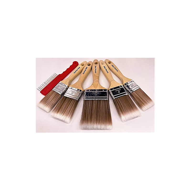 Cutting Edge Premium Synthetic Paint Brush Sets - 5-Brush or