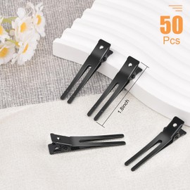 Double Prong Curl Clips, IKOCO 50 Pcs Pins Curls Setting Section Hair Clips Metal for DIY with 3Pcs Comb Set for Salon Barber Hair Styles