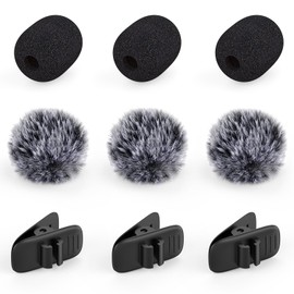 Mini Wireless Furry Windscreen & Foam Cover Set for Lavalier Microphone, Wind Muff Foam Mic Cover with Clip to Reduce Plosive and Better Highlight the Vocals, Washable and Windproof Wind Screen(9 Pcs)