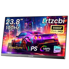 Lrtzcbi 23.8" Portable Monitor, 100Hz FHD 1080P IPS Laptop Display 100% SRGB with USB C HDMI Large Screen Computer Monitor, Adjustable Stand for Laptop PC Mac Phone, Windows Gaming Work
