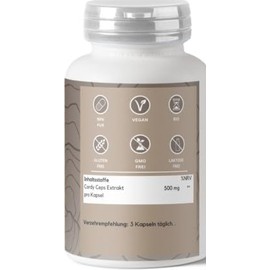 Natural Cordyceps Sinensis Extract, 180 Capsules, 500 mg Extract 10:1 per Capsule, 5000 mg per Day, Vegan