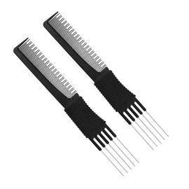 2uds Peines para Mujeres, Peine Negro de Doble Cabeza para con Herramienta Peine de Horquilla con Puntas de Metal para Peluquería de Mujeres para Estilizar y Peinar el Cabello Fino y Grueso