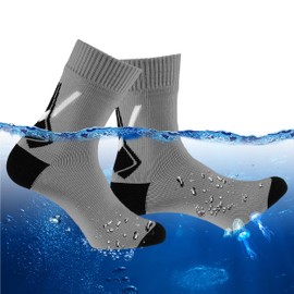 RANDY SUN Waterproof Wading Socks, Men's Women Cushion Dry Warm Socks Moisture Wicking Comfortable Hiking Kayaking Socks 1 Pair (Gray&Black, Small)