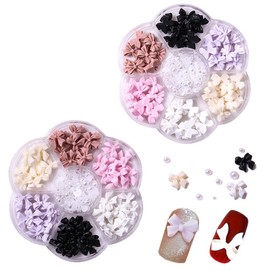 Bow Pearl Nail Charms, Cute Colorful Bow Nail Charm Accessories, DIY Nail Art Manicure Craft Decoration