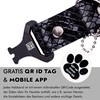 FAVPET Genuine Leather Thin Dog Collar Adjustable with QR Code
