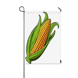 Mugod Corn Garden Flag Cartoon Golden Sweet Corn on The White Background Decorative Spring Summer Outdoor House Flag for Garden Yard Lawn 12 x 18 Inch