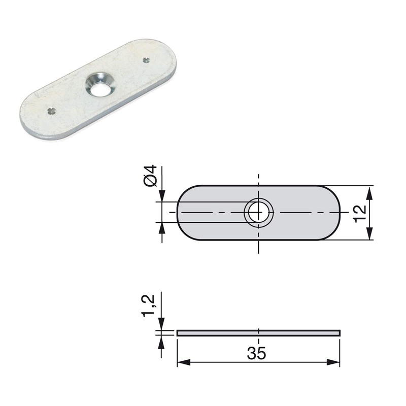 Emuca 1275315 Magnetic catch with metallic counterpart for hinged furniture