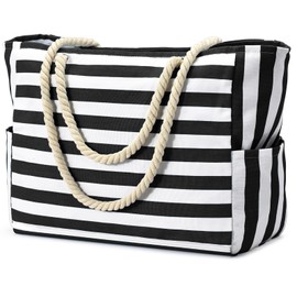 Becokan Beach Bags for Women Large Canvas Beach Tote Bag Beach Bags Waterproof Swim Pool Bag Beach Travel Essentials