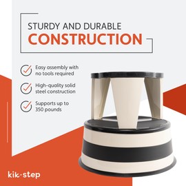 Cramer Kik Step Steel Step Stool - Two Step Stool, Holds 350 lbs (White)