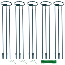 5 Pack (DIY) Plant Support Stakes, Three Sizes (12 or 24 or 36 inch) Plant Support Rings with 40 Pcs Plant Twist Ties, Garden Stake for Indoor Outdoor Plant Flowers, Amaryllis, Tomatoes, Vegetable