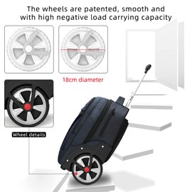 Rolling Backpack, Waterproof Backpack with Wheels for Business, Travel Commuter, Carry on Backpack with Laptop Compartment, Fit 15.6 Inch Laptop, Wheeled Backpack for Adults Women Men (Blue, 20inch)