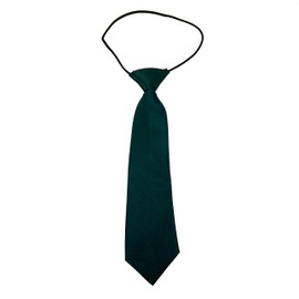 Kids Satin Solid Plain Colour Elasticated Tie (Dark Green)