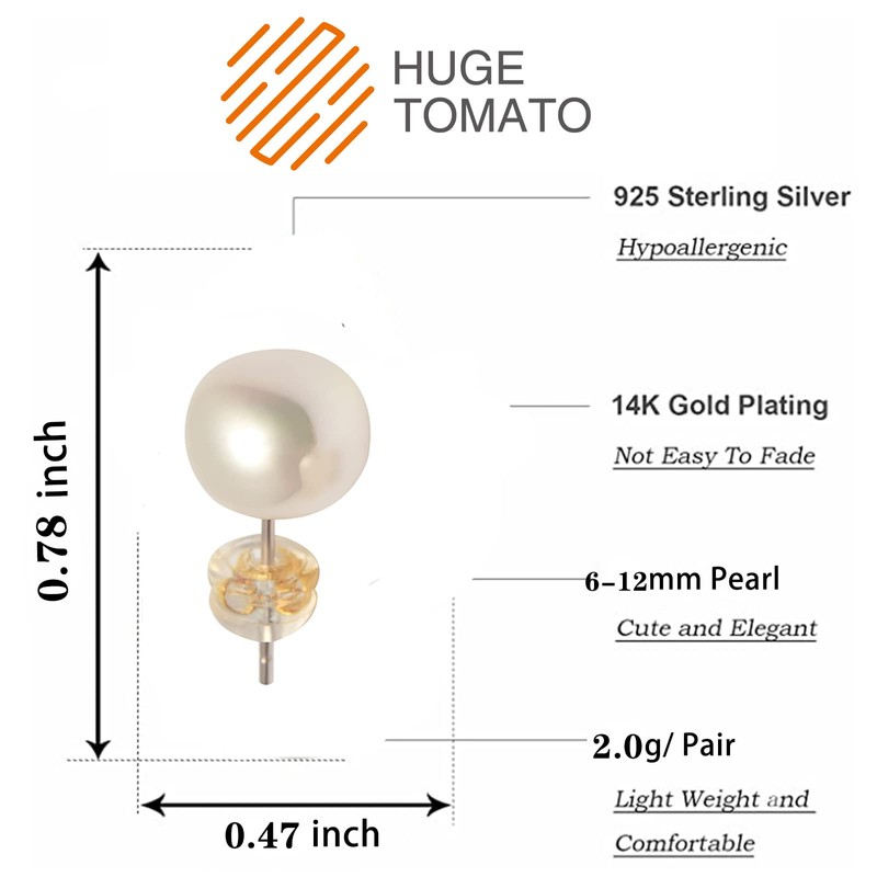 Giant Tomato Freshwater Pearl Stud Earrings Real Pearl Studs 4