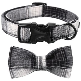Lionet Paws Gird Dog Collar with Plastic Buckle, Cotton Fall Winter Bowtie Collar, Light Adjustable Collars for Small Medium Large Dogs