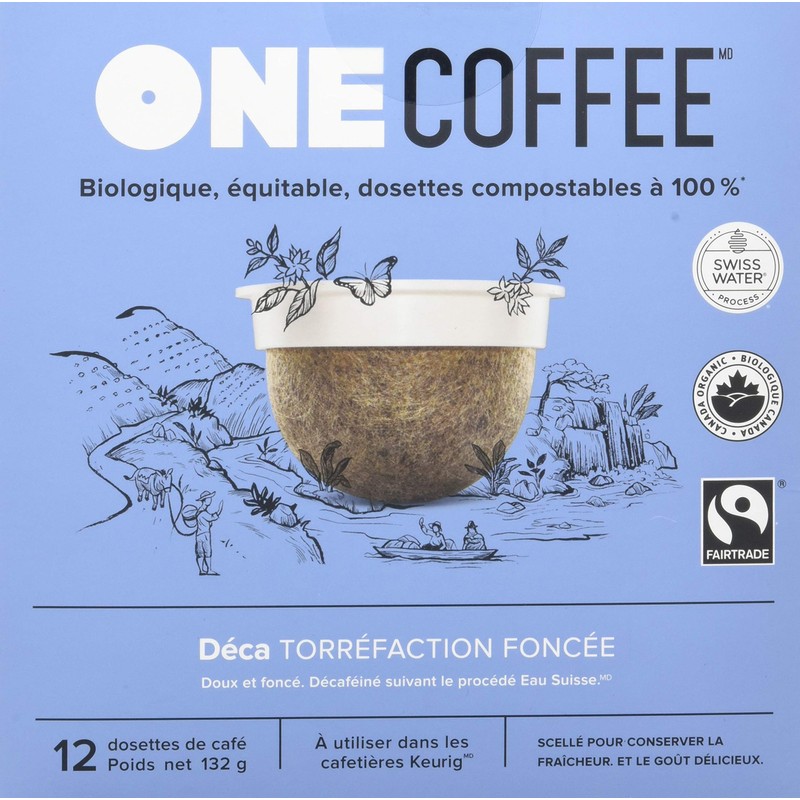 OneCoffee Organic Decaf Dark Roast 12 Count Single Serve Coffee