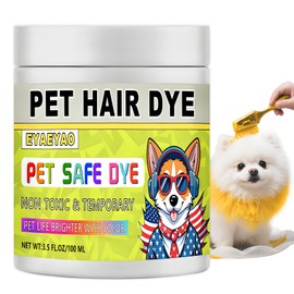 Eyaeyao Dog Hair Dye, Yellow Pet Dye, 3.5 Fl Oz (100 ml), Pet Grooming, Permanent Pet Hair Dye Stain, Safely Used, Dog Grooming, Pet Dye Bright Color for All Pets Fur Dye (Yellow, 3.5 Fl Oz (100 ml))