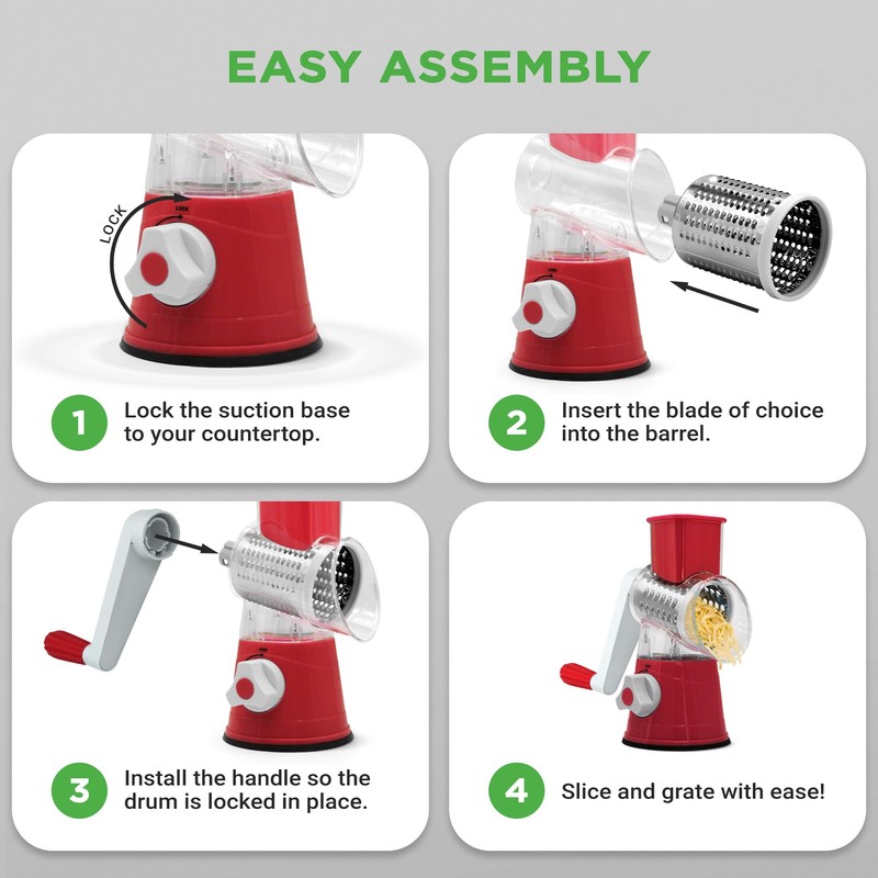 Nutrichef 3 in 1 Cheese Grater & Shredder | Strong