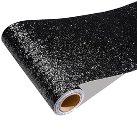 CRE8TIVE - Papel pintado de 8 x 80 pulgadas, con purpurina gruesa, para despegar y pegar, borde de pared, lentejuelas brillantes, papel tapiz extraíble, tela autoadhesiva, papel de contacto negro para