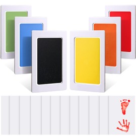 TaoBary 18 Pcs Baby Inkless Handprint and Footprint Kit with 6 Safe Hand and Foot Ink Pad Clean Touch Dog Paw Print Stamp Kit 8 Cards for Newborn Registry Dog Nose Paw Baby Shower Gift(Small)