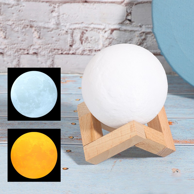 Moon Table Light 3D Printing Night Lamps Charging Bedroom for