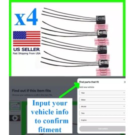 Custom x4 fits Honda Civic Accord CRV Ignition Coil Connector Plug Pigtail Harness Fit