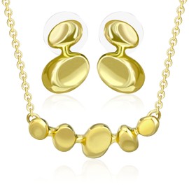 Gold Jewelry Set for Women, Dangle Earrings Pendant Necklace Set 14K Gold Plated Hypoallergenic Jewelry Gift for Her