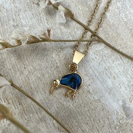 Abalone / Paua Shell Pendant Chain New Zealand Kiwi-Gold / Blue