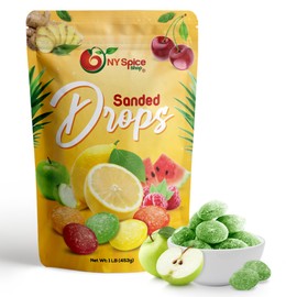 NY SPICE SHOP Sour Apple Sanded Candy Drops - 1 Pound Old Fashioned Sanded Drops - Fresh Delicious Bulk Candy - Sanded Hard Candy - Sour Drops Candy - Tangy and Sweet Healthy Snacks