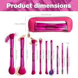BS-MALL Juego de brochas de maquillaje de doble punta con pincel corrector y brocha para base, pincel para sombra de ojos, pinceles multiusos aptos pa