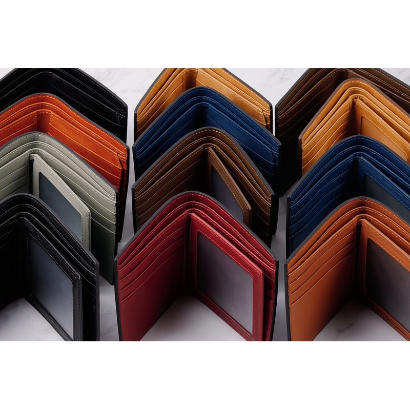 VISOUL Men's Wallet, Genuine Leather, Holds 12 Cards, Carbon Leather,