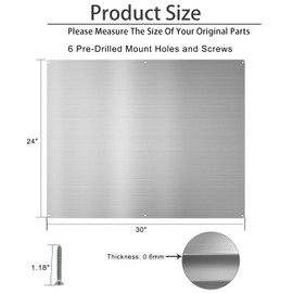 Plowo 24" By 30" Stainless Steel Stove Backsplash, Range Hoods Backsplash Wall Shield Metal Panel, Ultra Flat Splatter Guard for Stovetop, 6 Pre Drilled Holes for Easy Installation