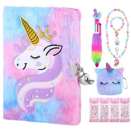 Yoosso 9Pcs Set Secret Diary for Girls,Gifts for 6/7/8 Year Old Diary Notebook Girls with Lock Secret Journal Kids Stationery Gifts Aged 6-13