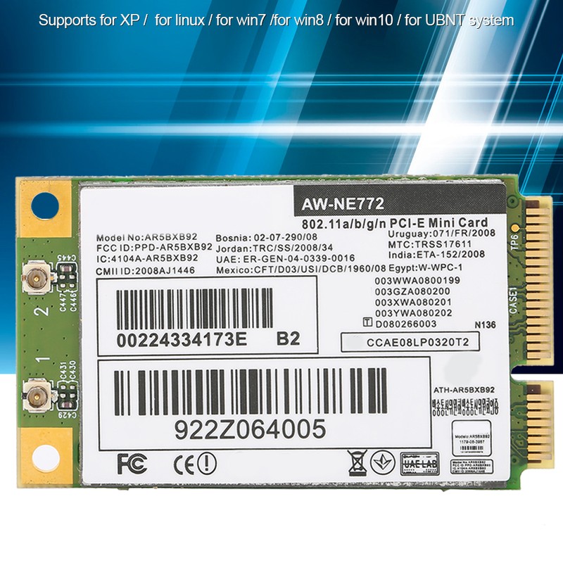 Wireless Network Card AR9280 AR5BXB92 DualBand 5G DriveFree Support for