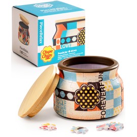 Chupa Chups X PieceRelax 3D Puzzle Jar 64 Plastic Pieces for Adults - Timeless Memories - Retro Fun S Wooden Lid Container for Kitchen Dining Study Living Room No Glue Requied Small [BC1024]