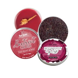 Nat Habit Beetroot Rose Fresh Lip Scrub, 0.44 oz (12 g) y bálsamo labial, 0.35 onzas, para labios secos, combo para mujeres y hombres, labios rosa natural