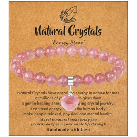 XIANNVXI Strawberry Quartz Bracelet,Red Bracelet for Women Heart Bracelet Ladies Bracelet,8mm Healing Stone Bracelet,Womens Jewellery Gifts for Her