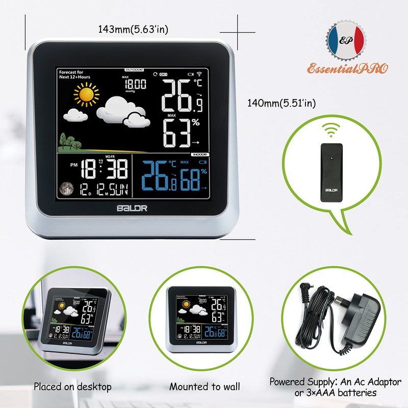 Wireless Digital Colour Weather Station With Moon Phase by EPRO