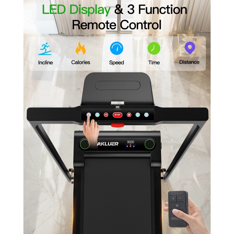 Akluer 2-in-1 Portable Folding Electric Walking Pad with LED Screen