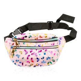 Women Waist Bag, GLADFRESIT Butterfly Waterproof Fanny Pack Fashion Travel Belt Bag Waist Pack for Sports Running Hiking (Pink)