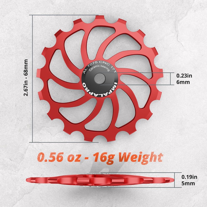 IMPALAPRO Bicycle Shift Rollers 15T/17T AL7075 CNC with Ceramic Bearings