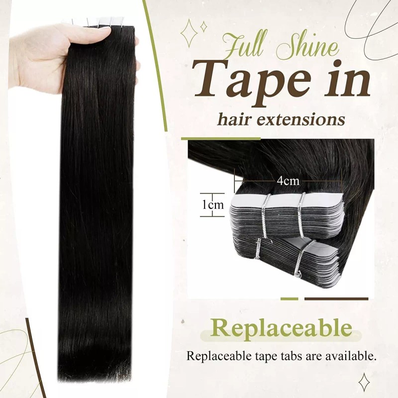 Full Shine Extensiones Cabello Natural 16in 20pz 50gr Negro