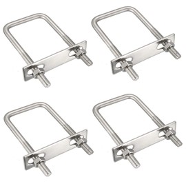 Boutihao Pack of 4 U-Bolts 304 Stainless Steel Square U-Bolts M8 x 70 x 110 mm, U-Bolt with Nuts Frame Plate U Screws, U Bracket Screw for Pipe Attachment Car Towing